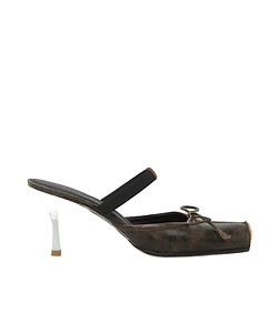 Mm6 Maison Margiela Square-Toe Leather Ballerina Mules
