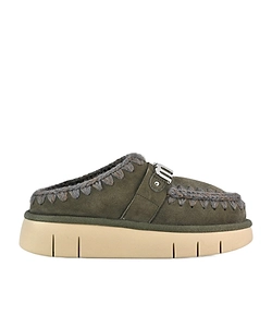 Mou Logo-Lettering Round-Toe Slippers