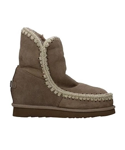 Mou Logo Plaque Stitch-Trim Wedge Boots