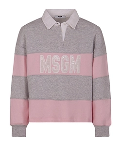 Msgm Kids Logo Embellished Striped Sweatshirt