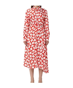 Msgm Floral-Printed Dart Detailed Midi Dress