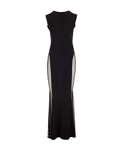 Sheer-Panelled Fishtail Maxi Dress