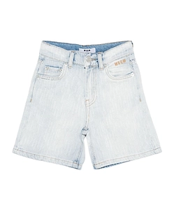 Msgm Kids Logo-Embroidered Denim Shorts