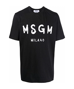 Msgm Logo Printed Crew Neck T-Shirt
