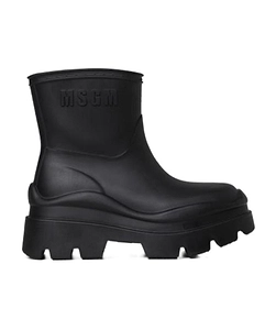 Msgm Logo-Embossed Round-Toe Ankle Boots