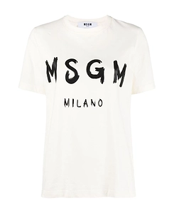 Msgm Logo Printed Crewneck T-Shirt