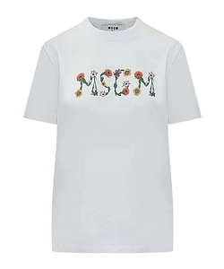 Msgm Logo Printed Crewneck T-Shirt