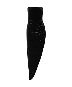 Strapless Velvet Midi Dress