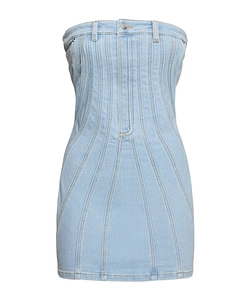 Elasticity Denim Off-Shoulder Mini Dress