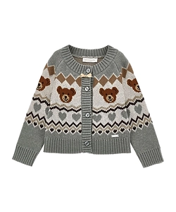 Monnalisa Jacquard Teddy Bear Cardigan