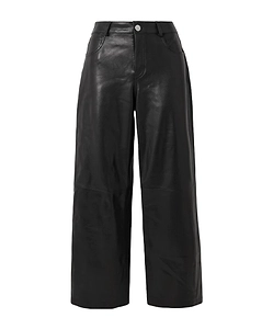 Milo Patchwork Leather Wide-Leg Casual Pants