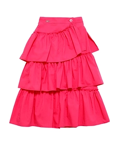 Layered Cotton Poplin Long Skirt