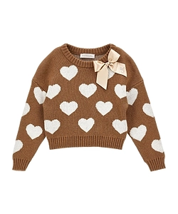 Monnalisa Heart-Patterned Crewneck Jumper