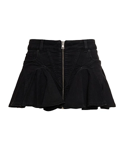 Ruffled Denim Mini Skirt