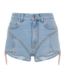Ruffle-Trimmed Denim Shorts