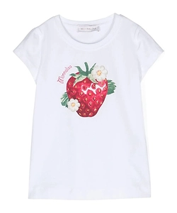 Monnalisa Fruit-Printed Crewneck T-Shirt
