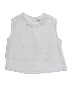 Monnalisa Sleeveless Embellished Ruffled Top