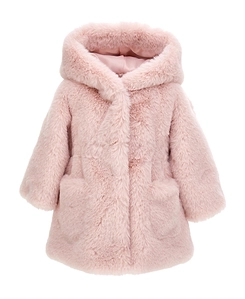 Monnalisa Faux-Fur Long-Sleeved Hooded Coat