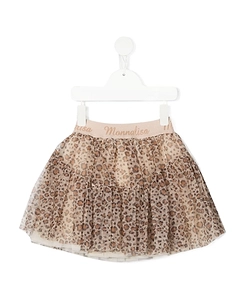 Monnalisa Logo Waistband Leopard Pattern Skirt