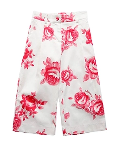 Printed Cotton Satin Wide-Leg Pants