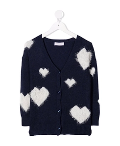 Teen Heart Intarsia-Knit Cardigan