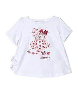 Teddy-Bear Print Bow-Detail T-Shirt