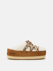 Shearling-Trim Lace-Up Sandals