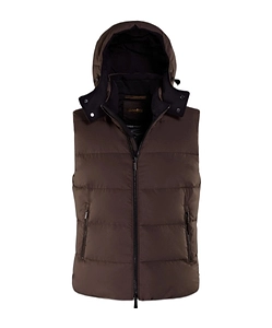 Detachable-Hood Quilted Zip-Up Gilet