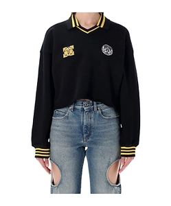Off-White Long-Sleeved Cropped Polo Sweatshirt