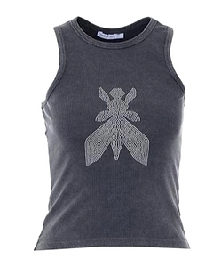 Patrizia Pepe Rhinestone Logo Knitted Tank Top