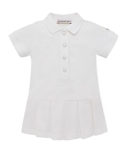 Pleated Short-Sleeved Polo Shirt Dress