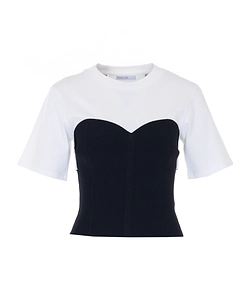Patrizia Pepe Crewneck Panelled Top