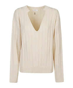 Patrizia Pepe Ribbed V-Neck Knitwear