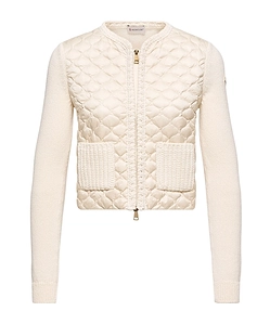 Moncler Geometric-Quilted Padded Zip-Up Cardigan