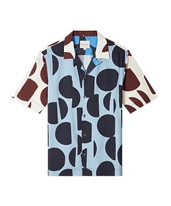 Cut-Up Dots Print Short-Sleeve Shirt