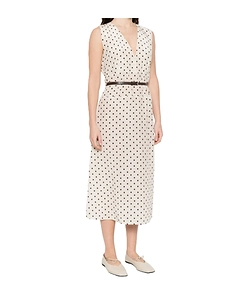 Polka-Dot Sleeveless Midi Dress