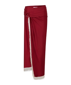 Paco Rabanne Draped Fringed Midi Skirt