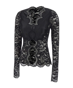 Rabanne Lace Cut-Out Long-Sleeve Top