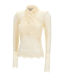 Rabanne Scalloped Lace Long-Sleeve Top