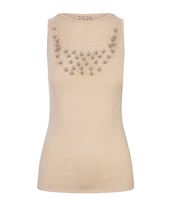 Paco Rabanne Bead-Embellished Sleeveless Knitted Top