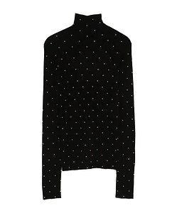 Rabanne Second-Skin Stud-Embellished Knitted Turtleneck Top