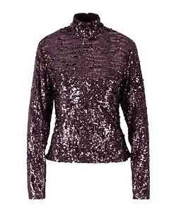 Sequin-Detail Long-Sleeve Top