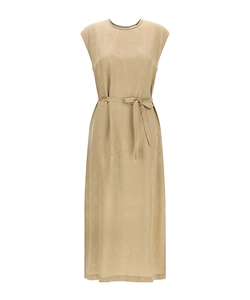 Peserico Belted Patterned Midi Dress