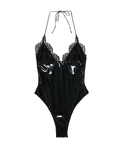 Latex Lace-Trim Swimsuit