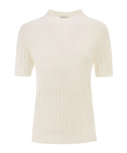 Peserico Ribbed Short-Sleeve Knitted Top