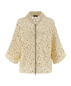 Peserico Sequinned Mesh Zip Cardigan