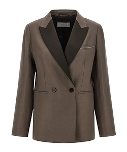 Peserico Satin Peak-Lapel Blazer