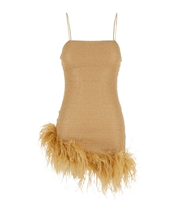 OsÉRee Lumiere Feather-Trim Mini Dress