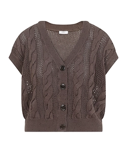 Peserico Cable Knit Buttoned Knitted Top