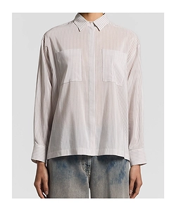 Peserico Pinstriped Curved Hem Shirt